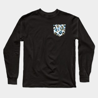 Pocket - Leopard Watercolor Circles Soft blue Long Sleeve T-Shirt